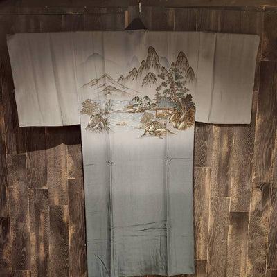 ヴィンテージ 男性用長襦袢 山水柄 ぼかし染め
